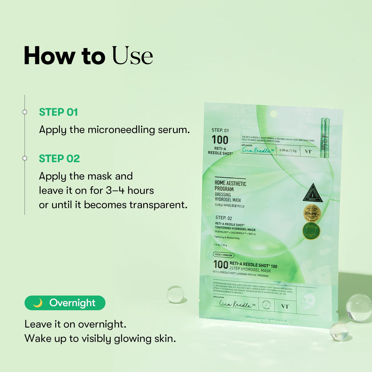 VT COSMETICS Reti-A Hydrogel Mask in use during nighttime