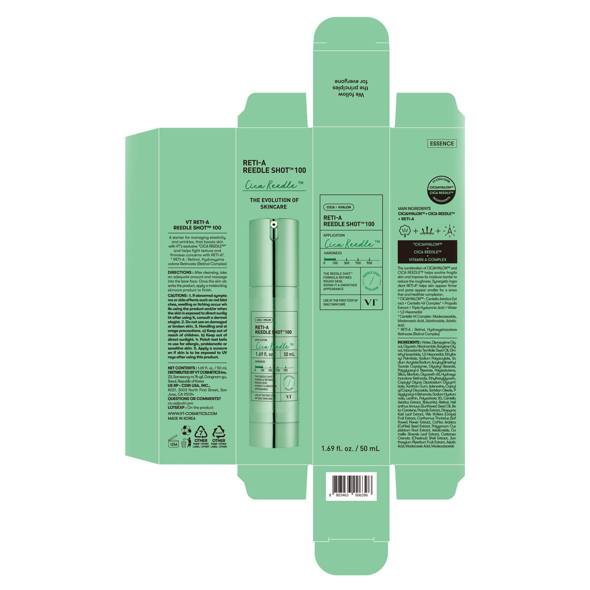 VT COSMETICS Reti-A Reedle Shot 100 Serum application on skin