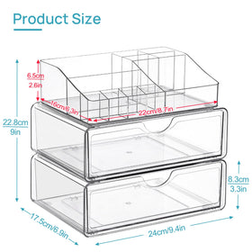 Vtopmart 3 Tier Clear Makeup Organizer side view showing spacious compartments