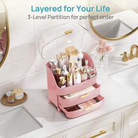 Vtopmart 3-Tier Makeup Organizer on a bathroom counter