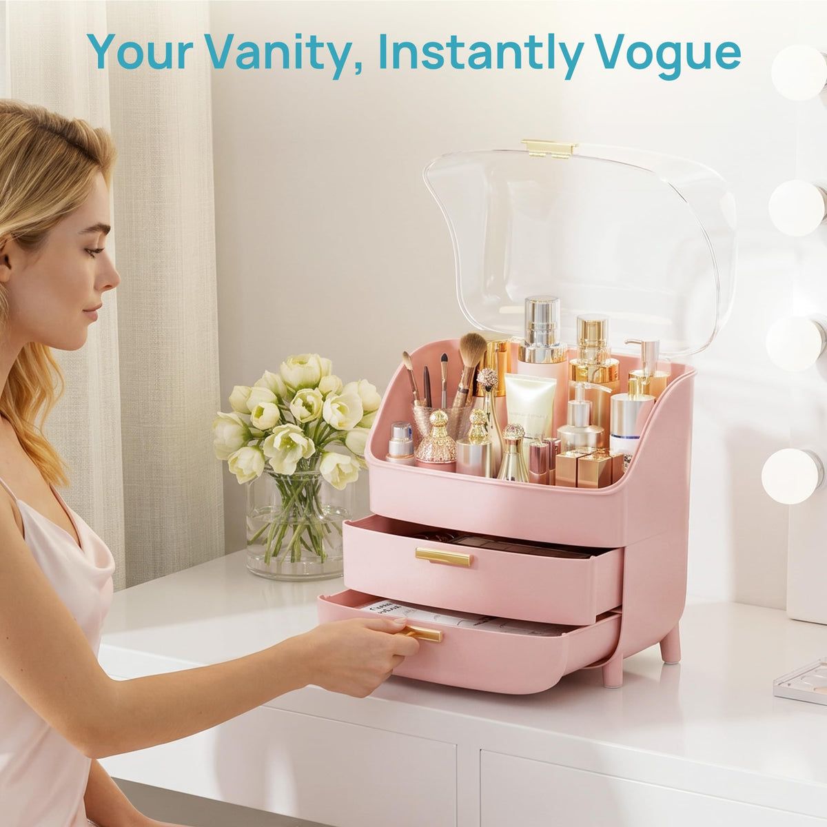 Vtopmart 3-Tier Organizer showcasing its dustproof lid