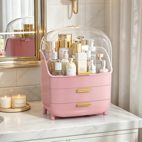 Vtopmart 3-Tier Skincare Makeup Organizer front view in pink
