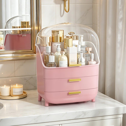 Vtopmart 3-Tier Skincare Makeup Organizer front view in pink