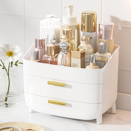 Vtopmart 3-Tier Skincare Makeup Organizer front view in white