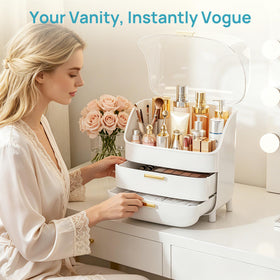 Vtopmart 3-Tier Skincare Makeup Organizer in a modern bathroom setting
