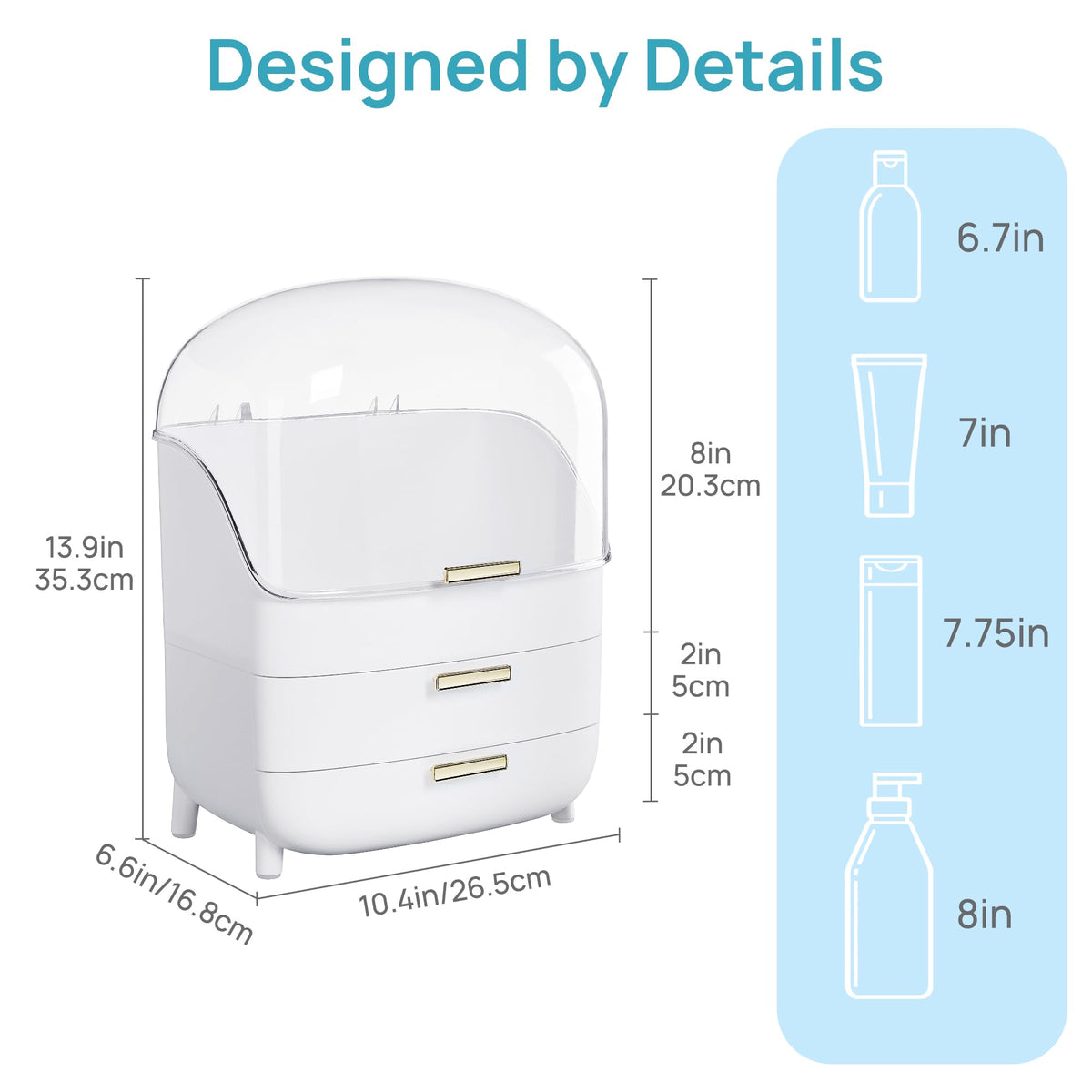 Vtopmart 3-Tier Skincare Makeup Organizer top tier holding tall bottles