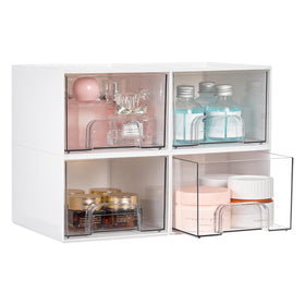 Vtopmart 4 pack small stackable storage drawers front view, white