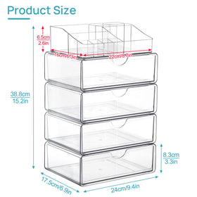 Vtopmart 5 Tier Clear Makeup Organizer on a bathroom vanity