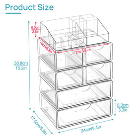 Vtopmart 5 Tier Clear Makeup Organizer top view displaying layout