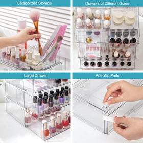 Vtopmart 5 Tier Clear Makeup Organizer with makeup products inside