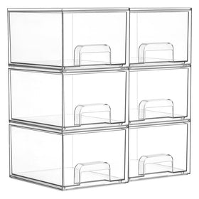 Vtopmart 6 pack small clear stackable storage drawers front view