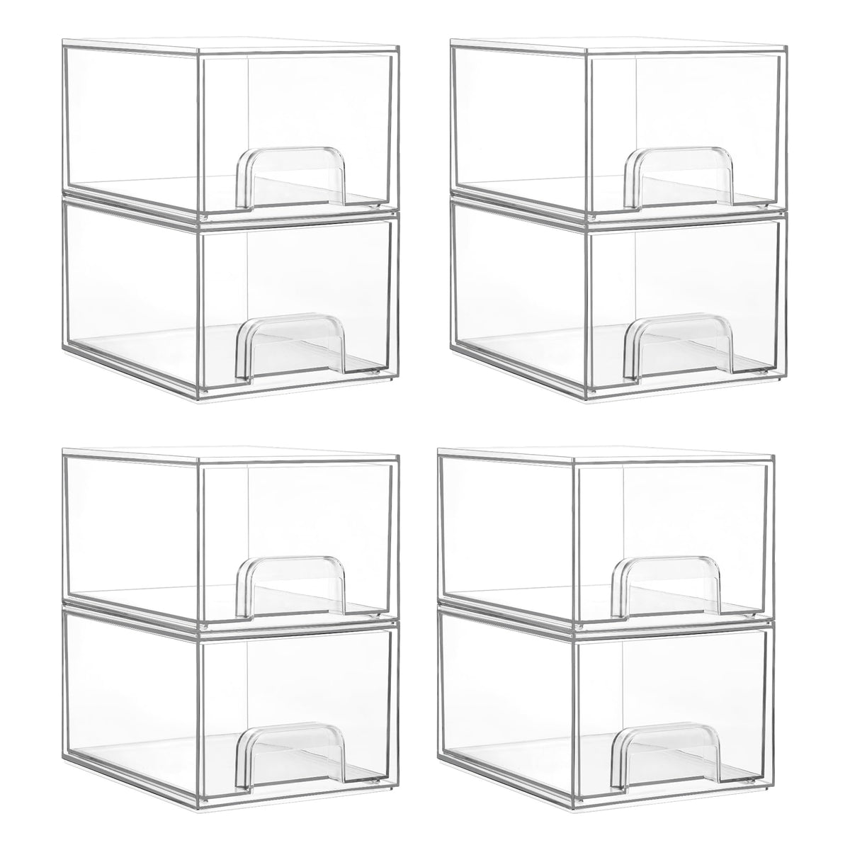 Vtopmart 8 Pack Small Clear Stackable Storage Drawers front view