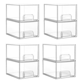 Vtopmart 8 Pack Small Clear Stackable Storage Drawers front view