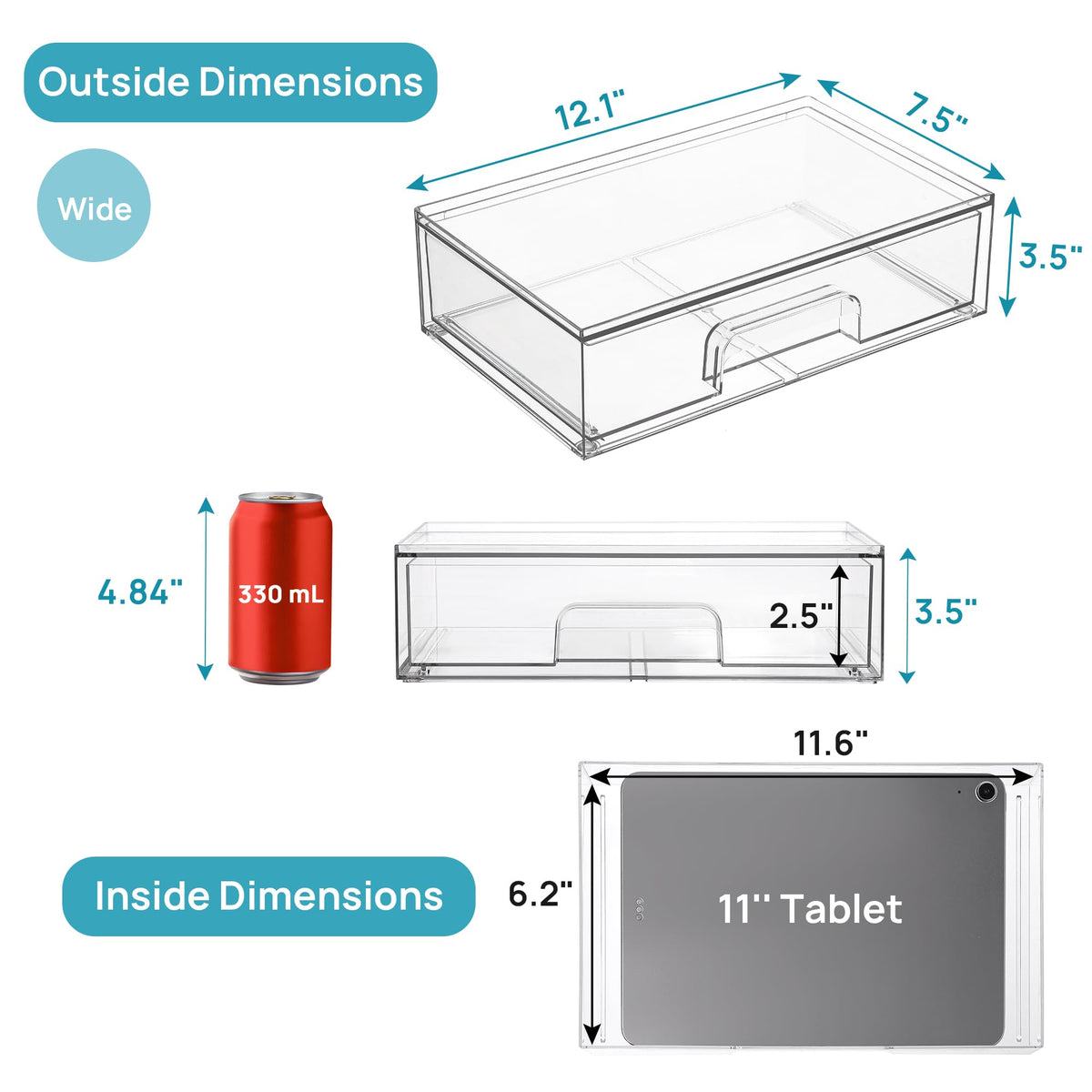 Vtopmart acrylic organizer drawer side view