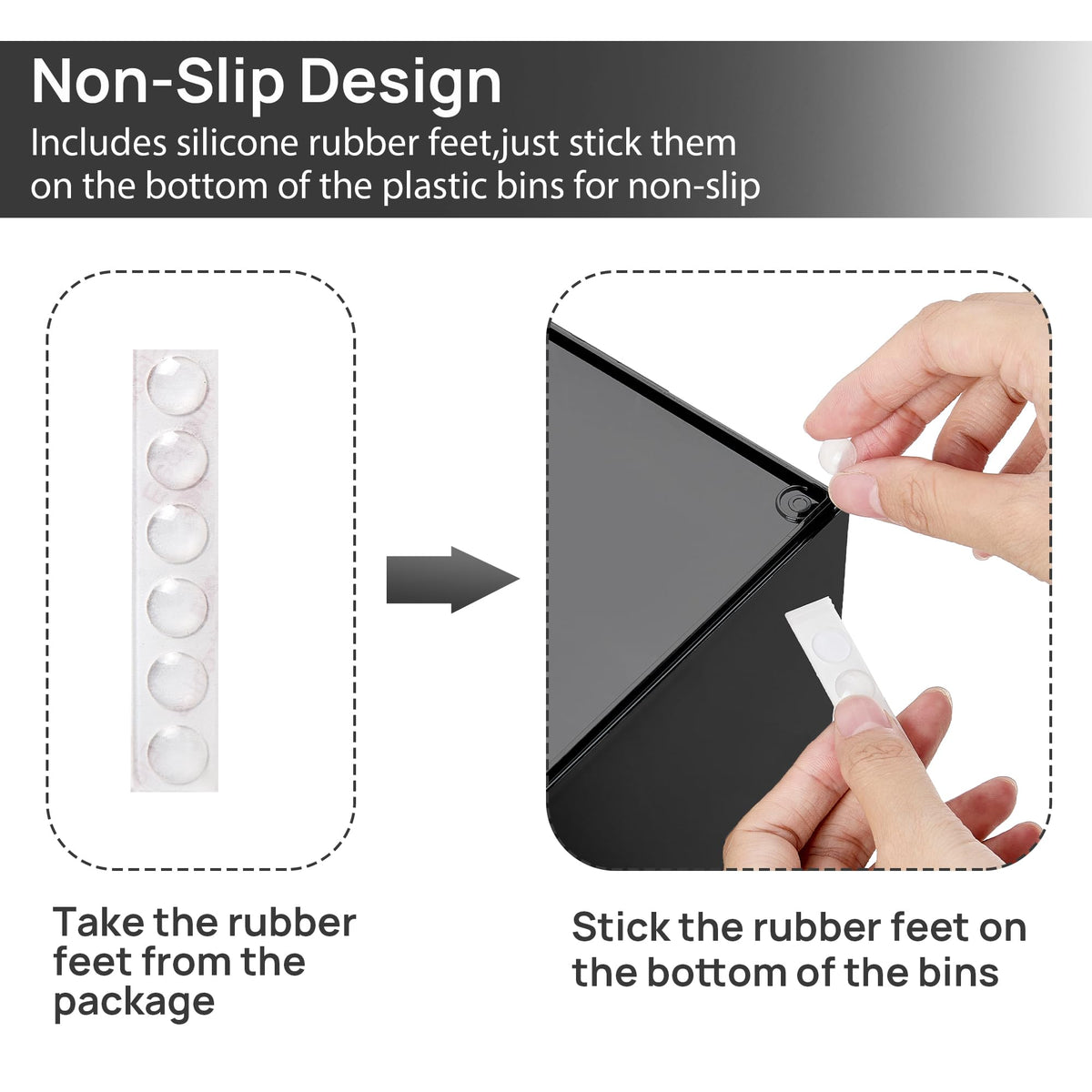 Vtopmart Black Stackable Storage Drawers with silicone pads