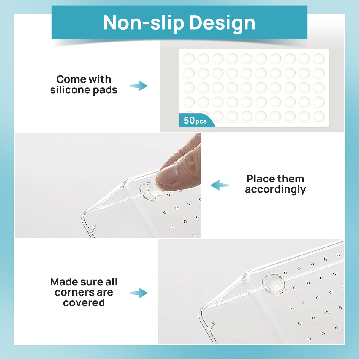 Vtopmart clear drawer organizer bins easy to clean