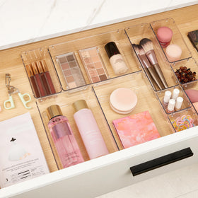 Vtopmart clear drawer organizer bins with makeup products