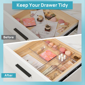 Vtopmart clear drawer organizer bins with silicone pads