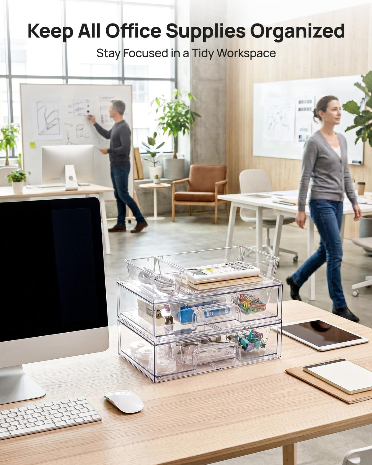 Vtopmart Clear Makeup Organizer Set in a stylish room setting