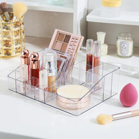 Vtopmart Clear Makeup Organizer Tray side view showing drawer