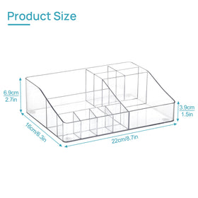 Vtopmart Clear Makeup Organizer Tray with lipsticks and brushes