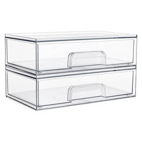 Vtopmart Clear Stackable Storage Drawers front view