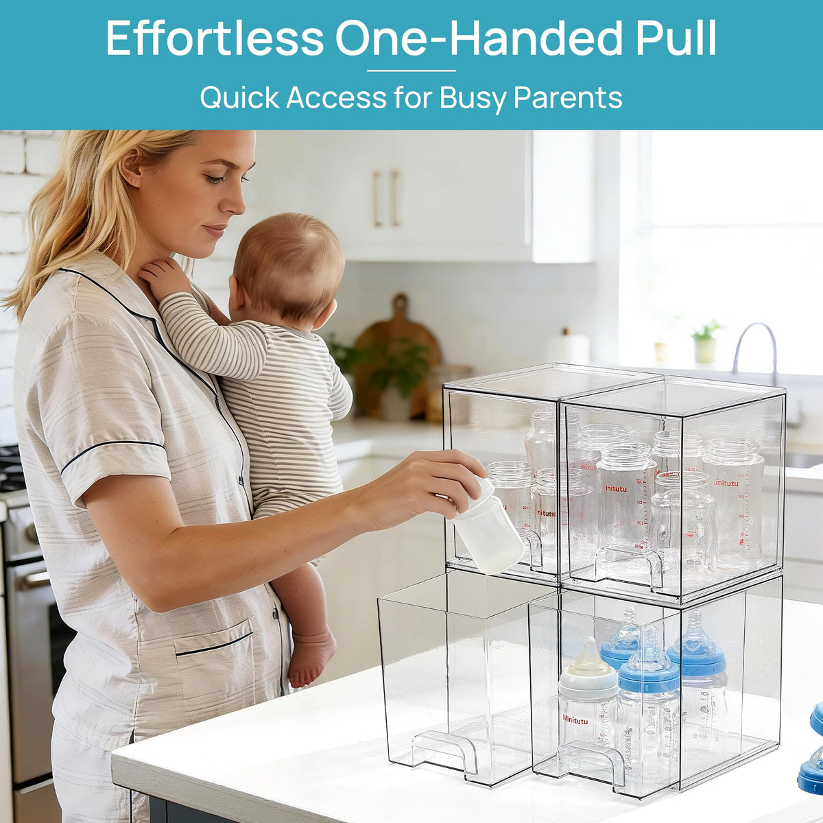 Vtopmart Clear Stackable Storage Drawers in bathroom