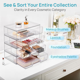 Vtopmart Clear Stackable Storage Drawers stacked
