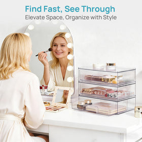 Vtopmart Clear Stackable Storage Drawers with makeup