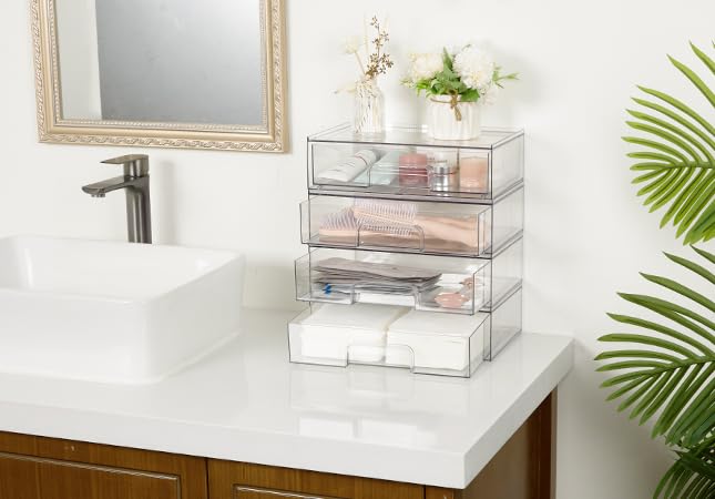Vtopmart clear storage drawer on bathroom countertop