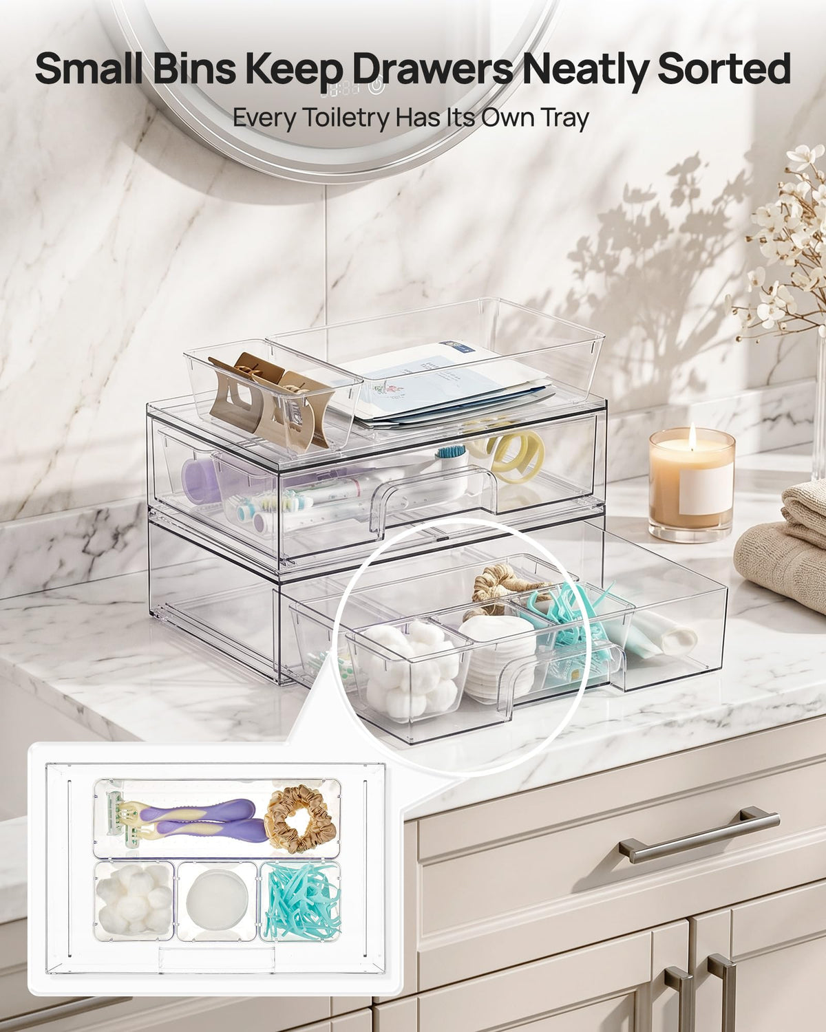Vtopmart organizer set on a bathroom countertop