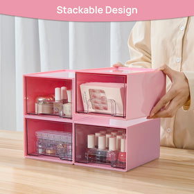 Vtopmart Small Clear Stackable Storage Drawers in a stylish vanity setup