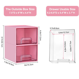 Vtopmart Small Clear Stackable Storage Drawers side view showing pull-out handle