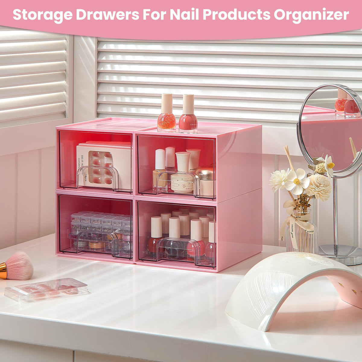 Vtopmart Small Clear Stackable Storage Drawers with silicone pads on the bottom