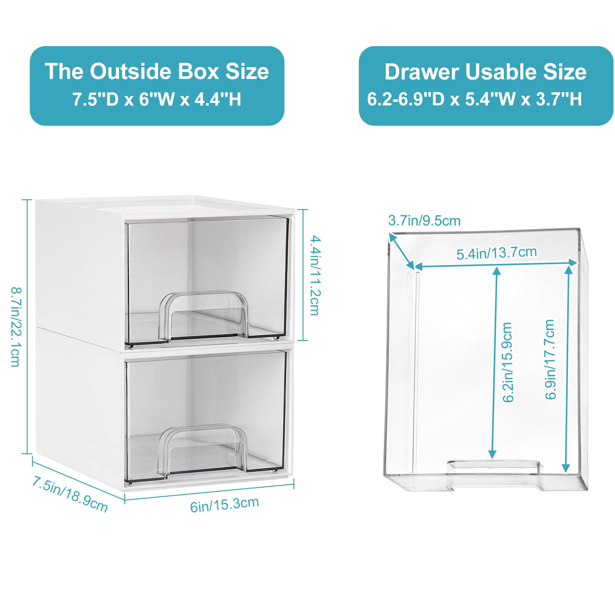 Vtopmart small storage drawer side view showing pull-out handle