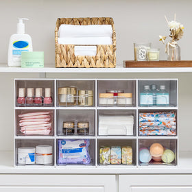 Vtopmart stackable storage drawers arranged on a countertop
