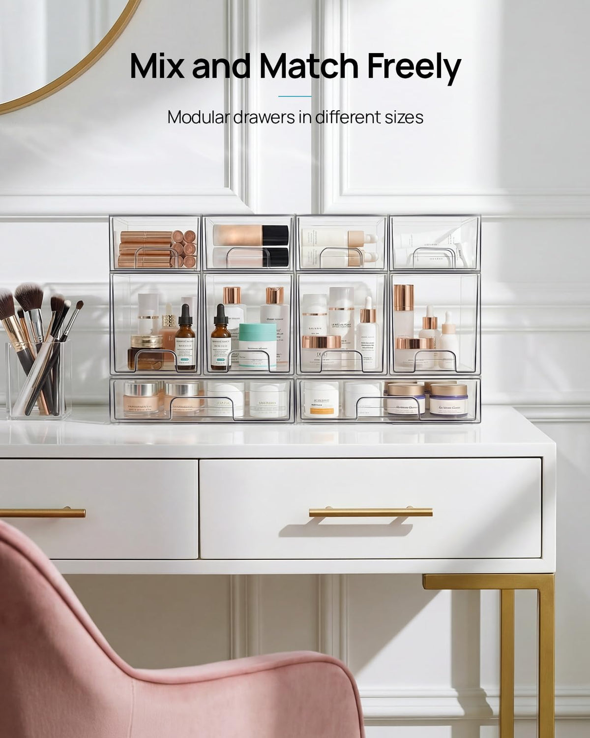 Vtopmart storage drawers organized with cosmetics