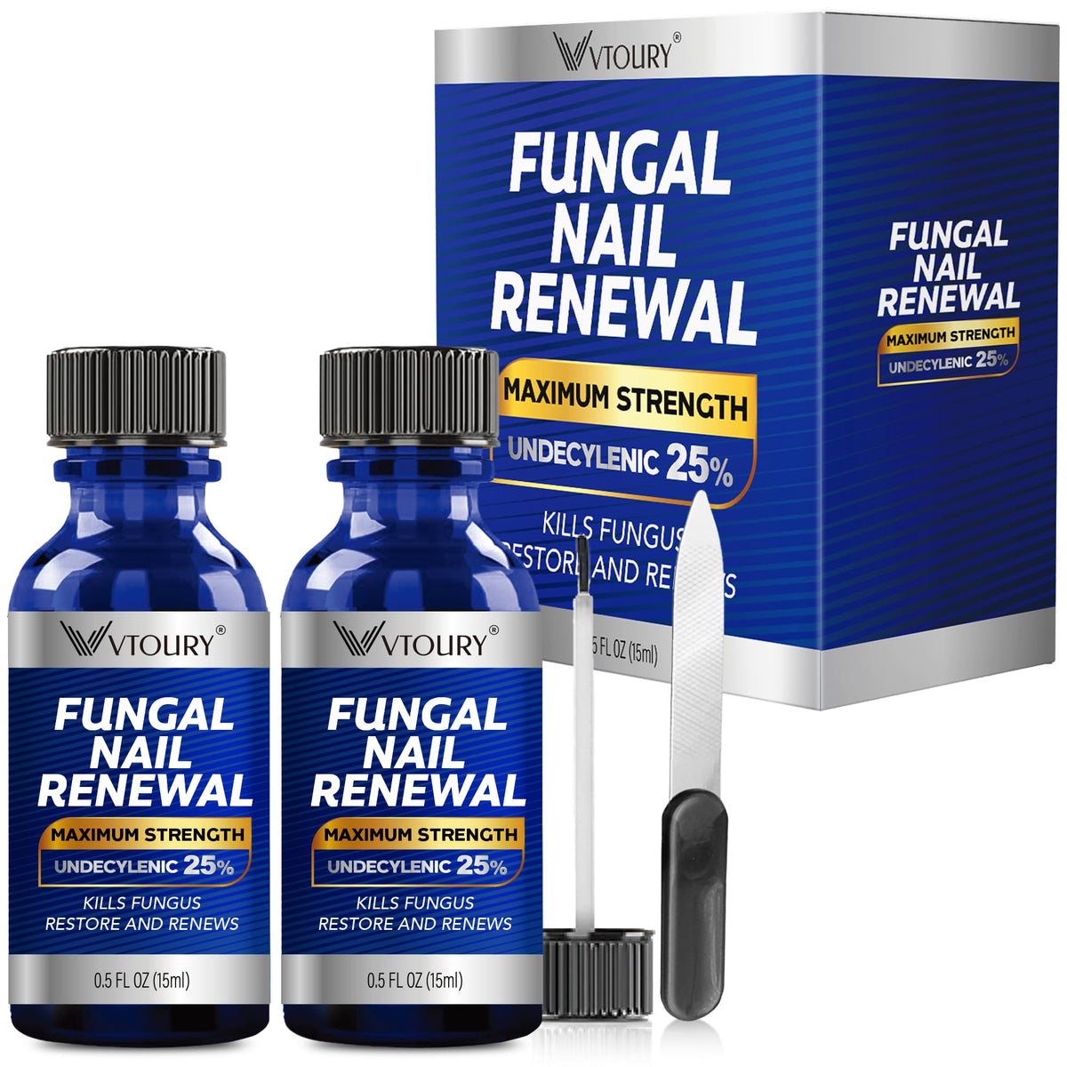 VTROUY Toenail Fungus Extra Strength 2 bottles front view
