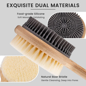 VWMYQ Back Scrubber bamboo handle with anti-slip grip