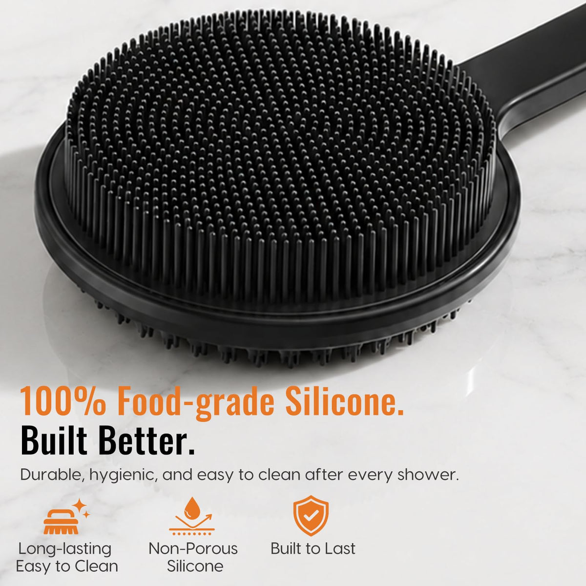 VWMYQ Silicone Back Scrubber close-up of silicone bristles