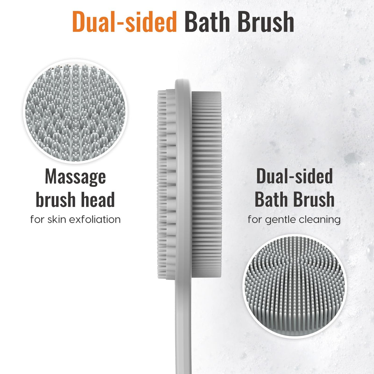 VWMYQ Silicone Back Scrubber demonstrating exfoliation feature