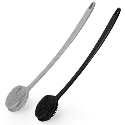 VWMYQ Silicone Back Scrubber front view with long handle