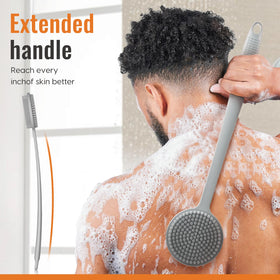 VWMYQ Silicone Back Scrubber in a lifestyle bathroom setting