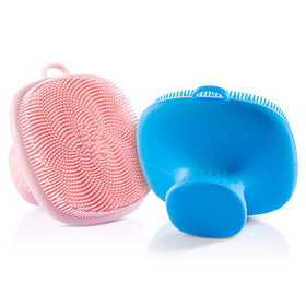 VWMYQ Silicone Face Scrubber blue and pink front view