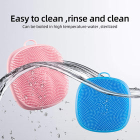 VWMYQ Silicone Face Scrubber pink model side view
