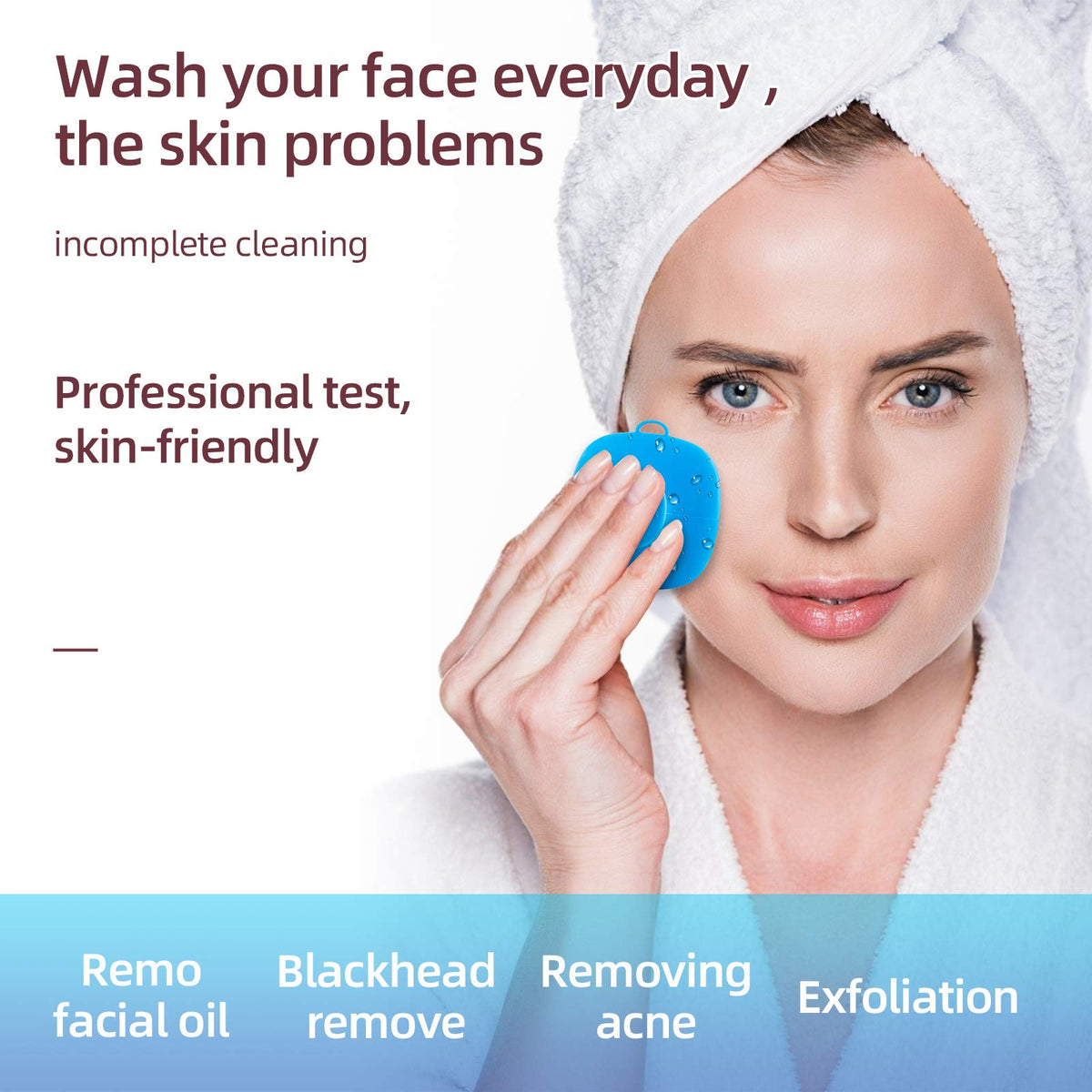VWMYQ Silicone Face Scrubber showing food-grade silicone bristles