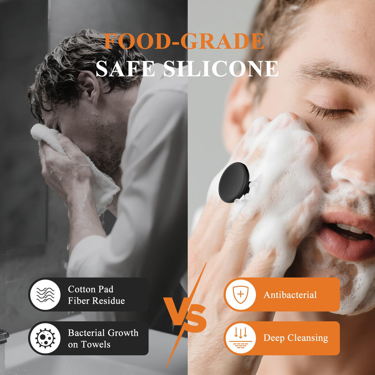 VWMYQ Silicone Face Scrubber with hand-clip handle
