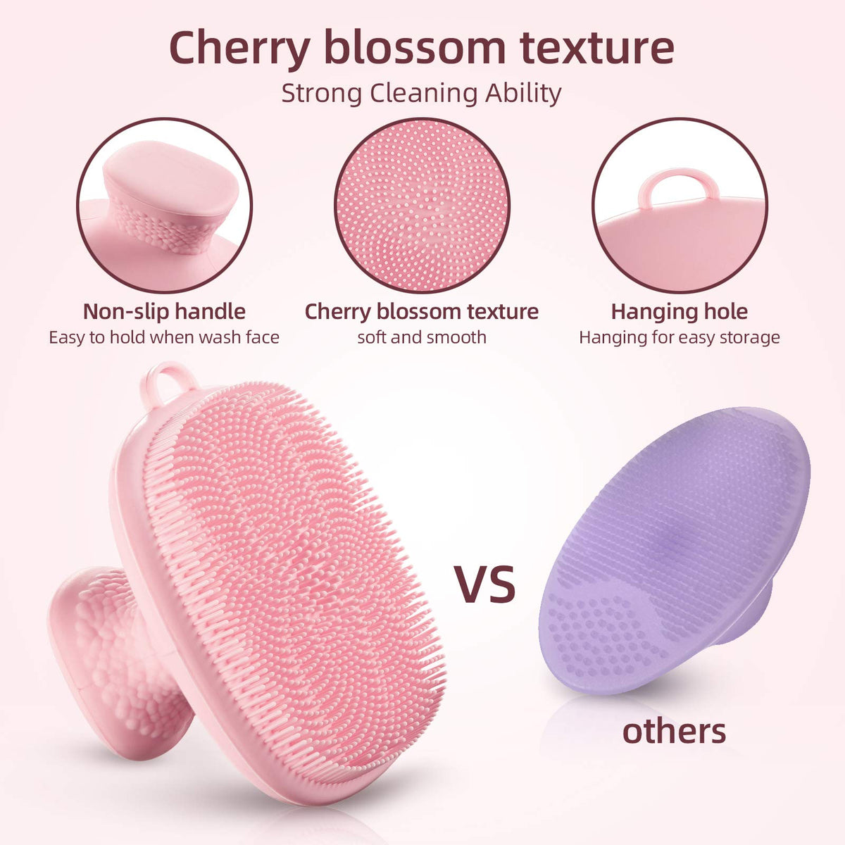 VWMYQ Silicone Face Scrubber with non-slip handle close-up