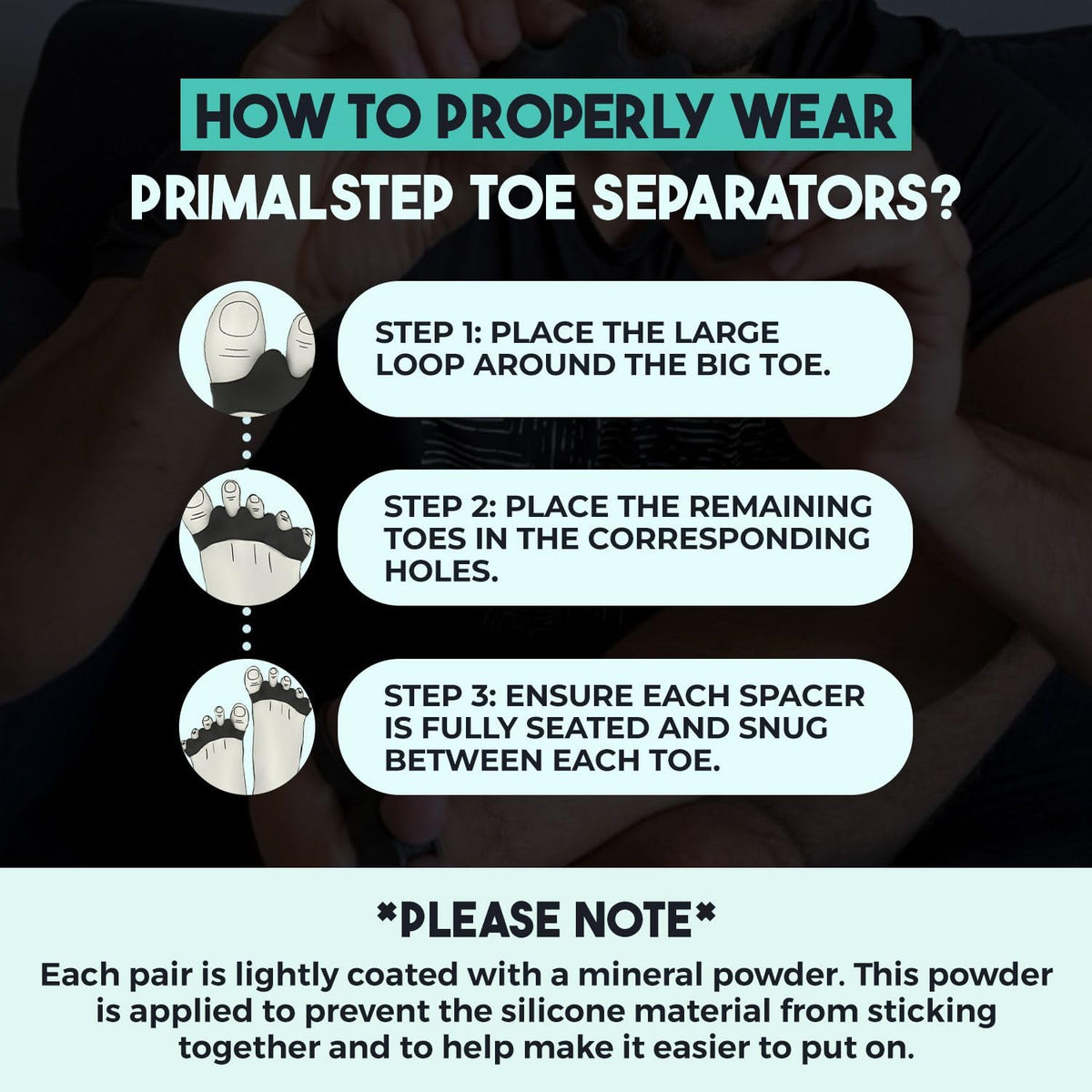 VYCE PrimalStep Toe Separators in use during exercise