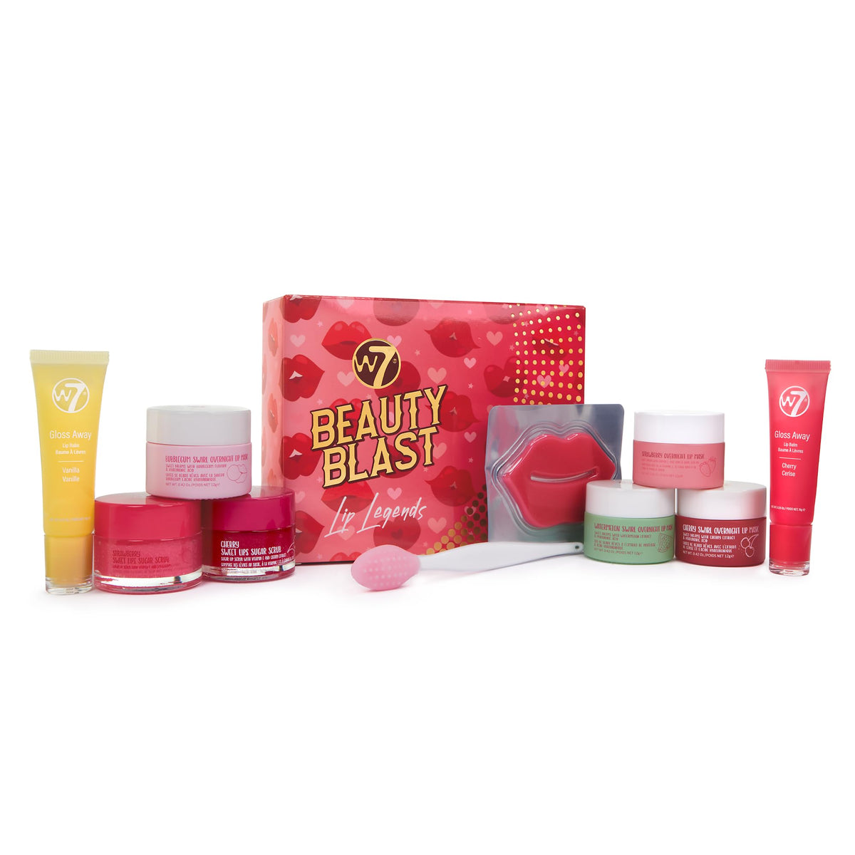W7 lip balms in various flavours included in the set